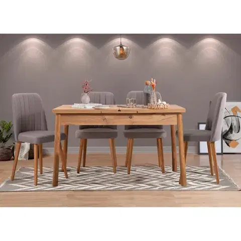 Jedálenské sety Jedálenský set s rozkladacím stolom a stoličkami (5 kusov) Santiago Atlantic Grey