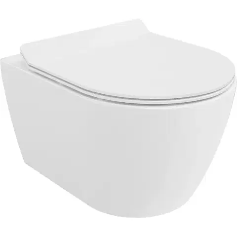 Záchody MEXEN/S - Carmen Závesná WC misa Rimless Tornado vrátane sedátka s slow slim, duroplast, biela lesk 30880100T