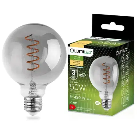 Žiarovky E27 Žiarovka LED G95 filament 6W E27 2200K SMOKEY