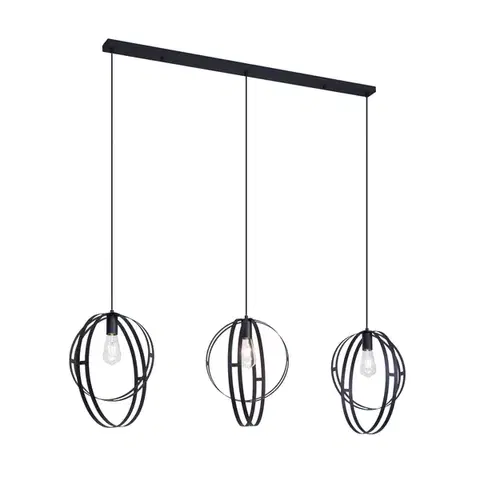 Závesné svietidlá Smart hanglamp zwart langwerpig 3-lichts incl. Wifi G95 - Indu
