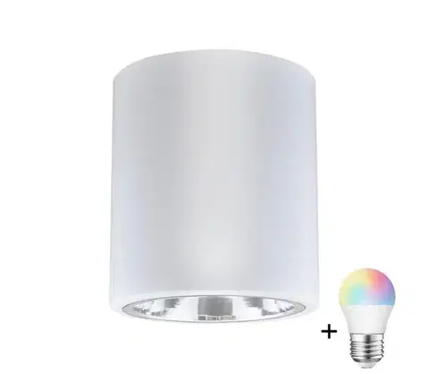 Svietidlá  LED RGBW stmievateľné bodové svietidlo JUPITER 1xE27/6,5W/230V pr. 13 cm biela SA0575+AI0818