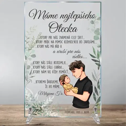 Tabuľky s venovaním (darčeky) Darček pre otca ku dňu otcov, alebo na Vianoce - rozmer 30x20cm, sklenenú plaketu odošleme zajtra