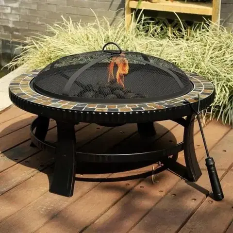 Ohniská Kinekus Ohnisko oceľové s obkladom 76 cm pevné GARDENKUS KLC