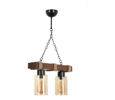 Svietidlá  Závesný luster na reťazi JASMIN 2xE27/40W/230V hnedá/béžová 534LUN3369