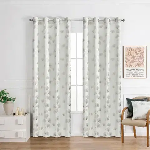 Závesy do spálne Záves Ginko RQ-015/210GSM 140x250 krémový