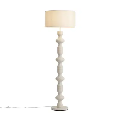 Stojace lampy Retro stojaca lampa béžová s látkovým tienidlom 160 cm - Captain