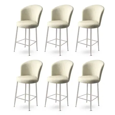 Barové stoličky Bar Stool Set (6 Pieces) Alte - Cream, Chrome