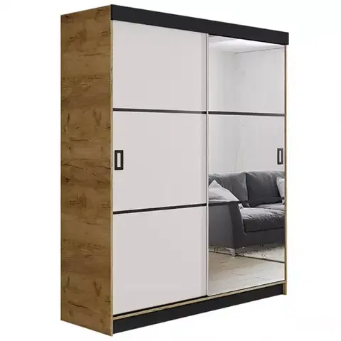 Spálňové šatníkové skrine Skriňa Retro 138 3L craft / Dvierka biely