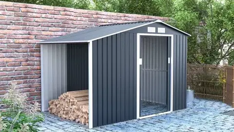 Zahradné domčeky Záhradný domček s prístreškom LUKE A2 Dekorhome Rojaplast