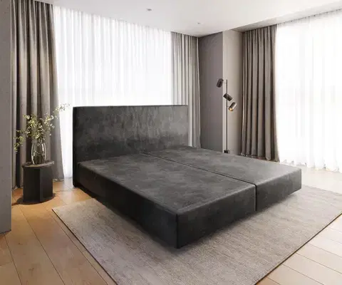 Postele Boxspring DELIFE Boxspring posteľ Dream-Well mikrovlákno antracitová vintage 200×200 cm