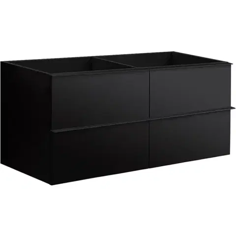 Kúpeľňový nábytok CERANO - Koupelnová skříňka pod umyvadlo s úchytkou Velora - černá matná, úchytka černá - 158x53x46,5  CER-665023