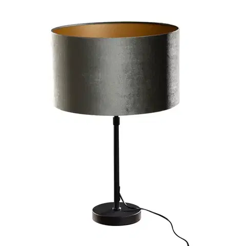 Stolné lampy Stolová lampa čierna so zeleným zamatovým tienidlom 35 cm - Parte