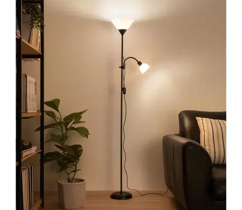 Lampy BRILAGI - Stojacia lampa ARIANA 1xE27/100W/230V + 1xE14/25W čierna 63051