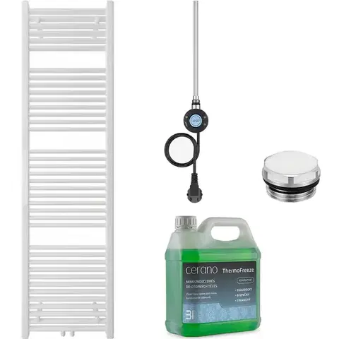 Doplnky do kúpeľne CERANO - Koupelnový elektrický radiátorový set Lincoln - WIFI - 600W - bílá lesklá - 1800x500 mm CER-680330