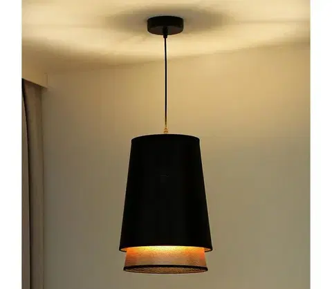 Svietidlá  - Luster na lanku BELL SHINY 1xE27/15W/230V pr. 25 cm čierna/medená 603225