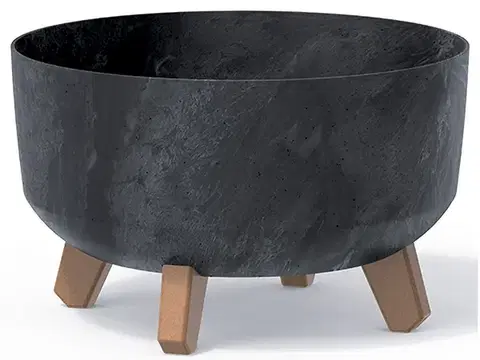 Kvetináče a truhlíky NABBI DGRL300LE plastový kvetináč na nožičkách 28,5 cm antracit