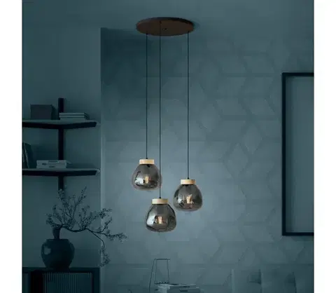 Svietidlá Eglo 390319 - Luster na lanku MAGACELA 3xE27/40W/230V dymová 390319