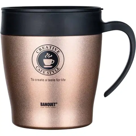 Termosky a termohrnčeky Banquet Termohrnček cestovný TAZZA 330 ml, hnedá