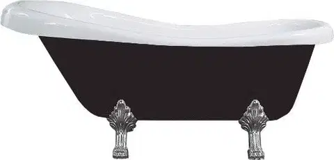 Vane MEXEN/S - Retro voľne stojaca vaňa 150x73 cm biela / čierna chróm nohy , zátka sifónu chrom 53251507375-00