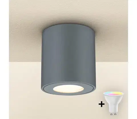 Svietidlá BRILAGI - LED RGBW stmievané vonkajšie svietidlo MIA 1xGU10/4,8W/230V 84x80 mm antracit IP54 BG1035+AI2382