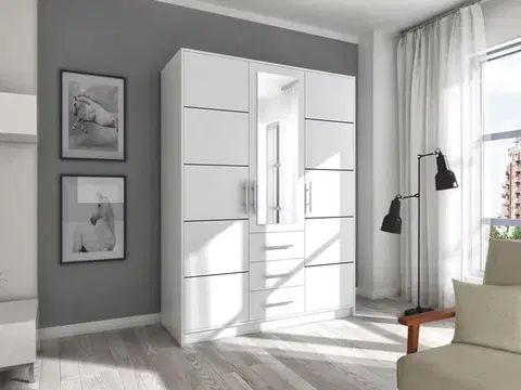 Šatníkové skrine INDI D3 šatníková skriňa, biela