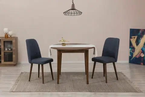 Jedálenské sety Jedálenský set s rozkladacím stolom a stoličkami (3 kusy) Vina 1048 - Walnut, Navy Blue