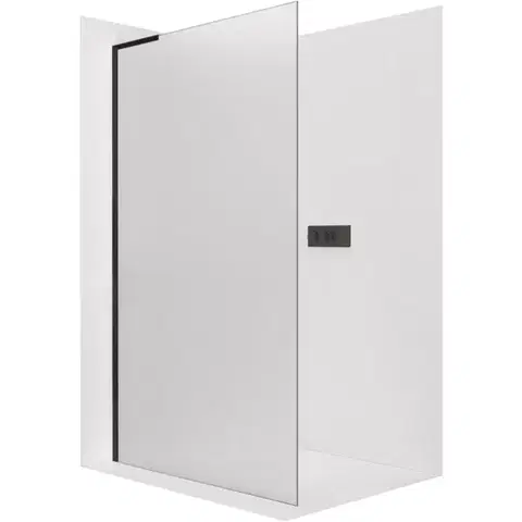 Sprchové dvere CERANO - Sprchová zástena Walk-in Onyx L-ľavá vzpera - 8 mm - čierna matná, mliečne sklo - 30x200 CER-8050BD71944