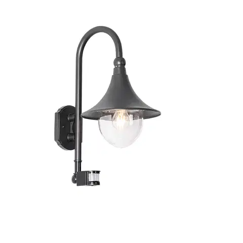Vonkajsie svetlo so senzorom Vonkajšia nástenná lampa čierna IP44 vrátane detektora pohybu - Daphne