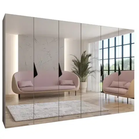 Šatníkové skrine Skriňa Sandi 3-300 (2x150) kašmír/čierna