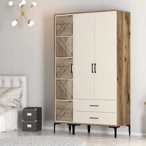 Šatňové skrine Šatníková skriňa Kumsal PT - Walnut, Cream
