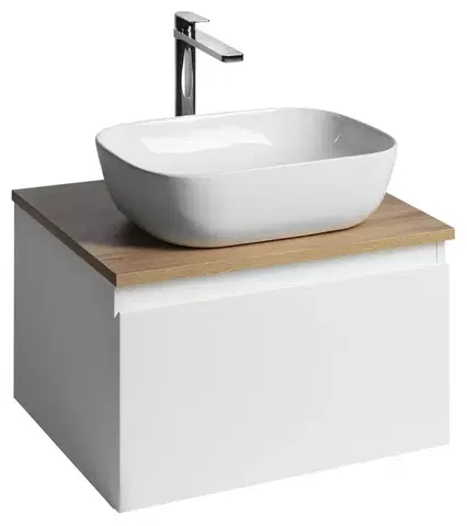 Kúpeľňový nábytok AQUALINE - ALTAIR skrinka s doskou 58 cm, biela/dub emporio AI263-02