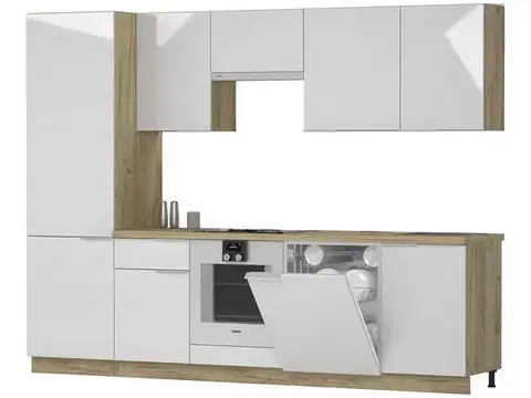 Kuchynské linky NABBI Bahran 280 kuchyňa craft zlatý / biely lesk