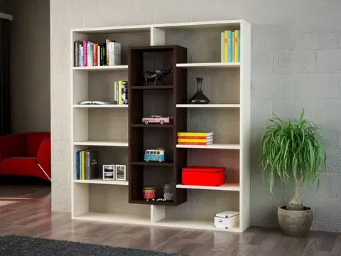 Regály SAMPLE designová knižnica, maple/wenge