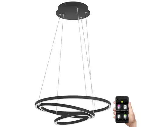 Svietidlá Eglo 900479 - LED Stmievateľný luster na lanku LOBINERO-Z LED/43,2W/230V čierna 900479