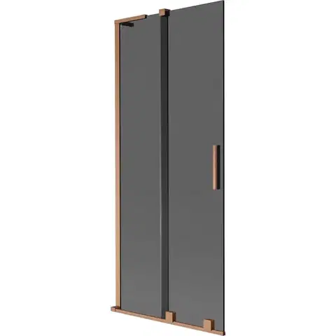 Sprchové dvere MEXEN/S - Velar L dvojkrídlová posuvná vaňová zástena 85 x 150, grafit, meď kartáčovaná 896-085-003-41-65