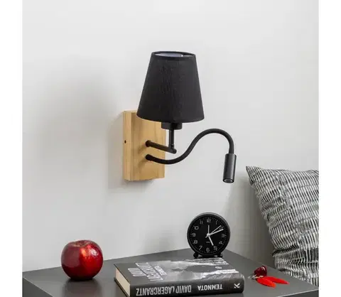 Svietidlá BRILAGI - LED Nástenná lampa NUBILA WOOD 1xE27/25W/230V + LED/3W dub/čierna BG1564+BG1568