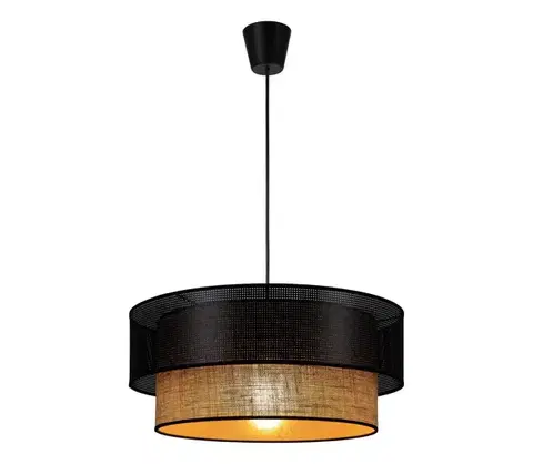 Svietidlá  Luster na lanku BORHO 1xE27/60W/230V pr. 50 cm čierna/juta 0379