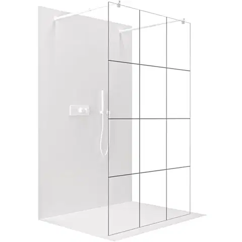Sprchové dvere CERANO - Sprchová zástena Walk-in Onyx Duo Ľ/P - 8 mm - guľatá vzpera - biela matná, industriálne sklo - 150x200 CER-8050BD2172