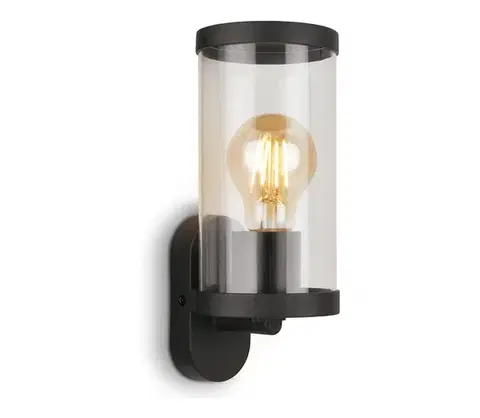 Svietidlá Briloner 3600-015 - Vonkajšie nástenné svietidlo KAIRO 1xE27/12W/230V IP44 čierna 3600-015
