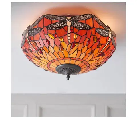 Svietidlá Endon 70721 - Stropné svietidlo Tiffany DRAGONFLY 2xE27/60W/230V pr. 41 cm 70721