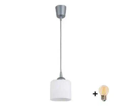 Svietidlá BRILAGI - LED luster na lanku RETRO GLASS 1xE27/60W/230V pr. 10 cm strieborná/biela NSTK7006+TK8612A