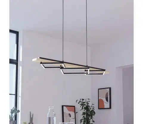 Svietidlá Eglo 901927 - LED závesný stropný luster na lane BOYAL 2xLED/13W/230V+LED/16W čierna/béžová 901927