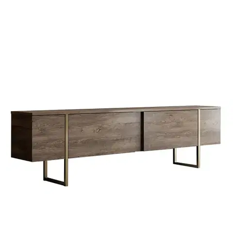 TV stolíky GOLD TV stolík na nožičkách, orech / zlatá