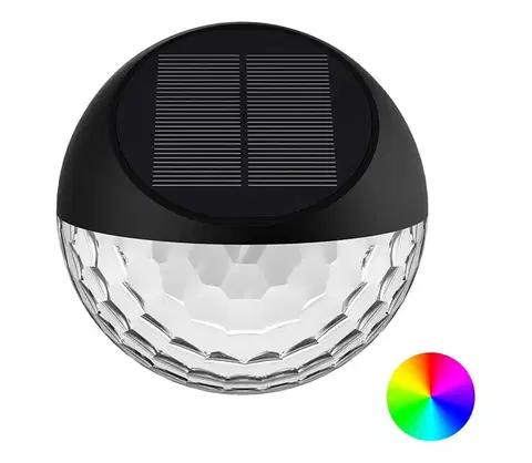 Lampy  B.V.  LED RGB solárne nástenné svietidlo 2W/1,2V čierne IP44 B10201NO5
