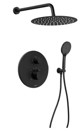 Kúpeľňové batérie SAPHO SAPHO - Podomietkový sprchový set s termostatickou batériou, box, 2 výstupy, čierna mat RH396B-01