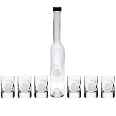 Poháre Kinekus Štamprlík a fľaša na alkohol slivka dizajn, sada 6ks +1ks