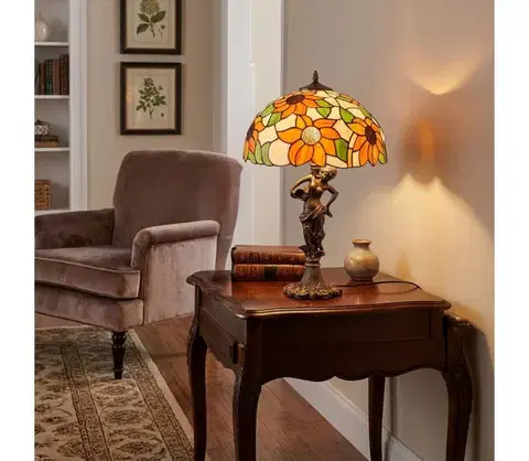 Lampy BRILAGI - Tiffany vitrážová stolná lampa SUNFLOWER 1xE27/60W/230V BRT-8004D