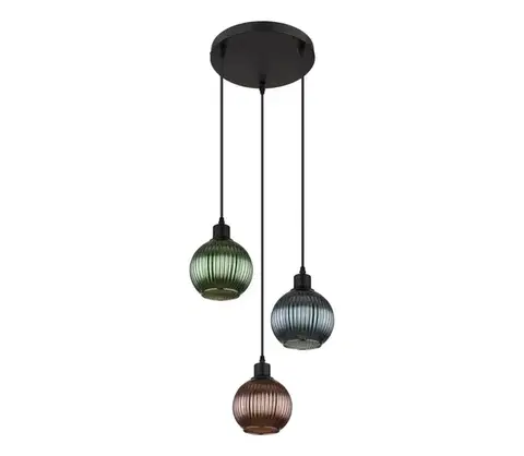 Svietidlá Globo 15638-3 - Luster na lanku ZUMBA 3xE27/25W/230V pr. 36 cm meď/zelená/modrá 15638-3