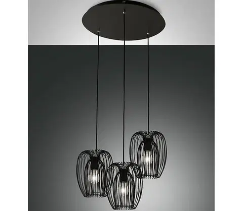 Svietidlá Fabas Luce 3677-47-101 - Luster na lanku CAMP 3xE27/40W/230V čierna 3677-47-101