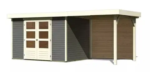 Drevené Drevený záhradný domček ASKOLA 4 s prístavkom 240 Lanitplast